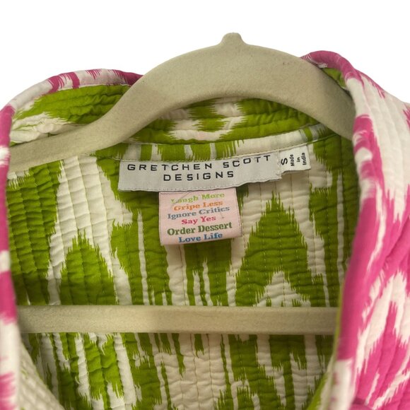 Gretchen Scott Designs Womens Reversible Ikat Cardigan S Pink & Green - Picture 3 of 5